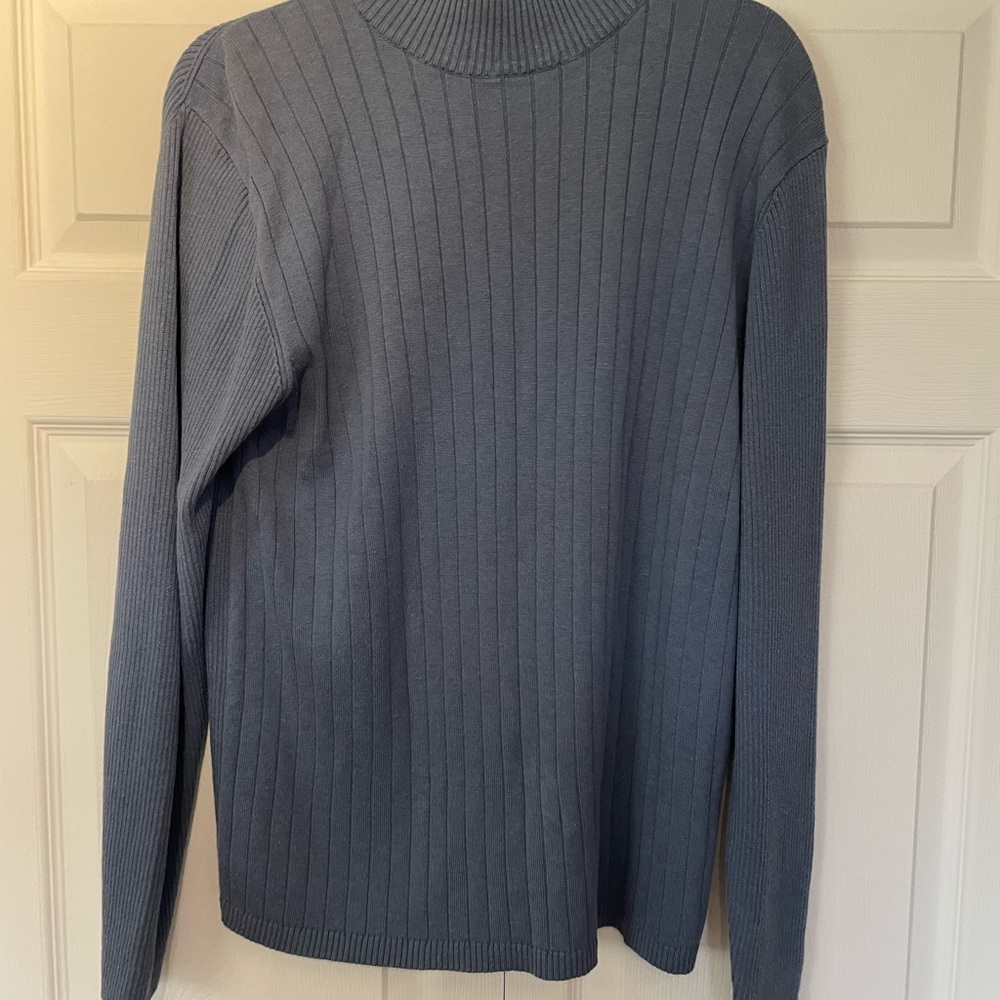 Women's Ribbed Blue Sweater - Picture 2 of 3